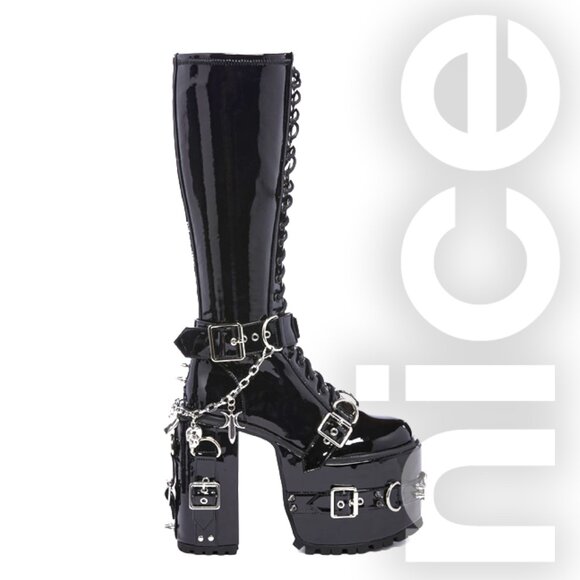 DOLLS KILL SECRET IDENTITIES PLATFORM BOOTS - Picture 3 of 8